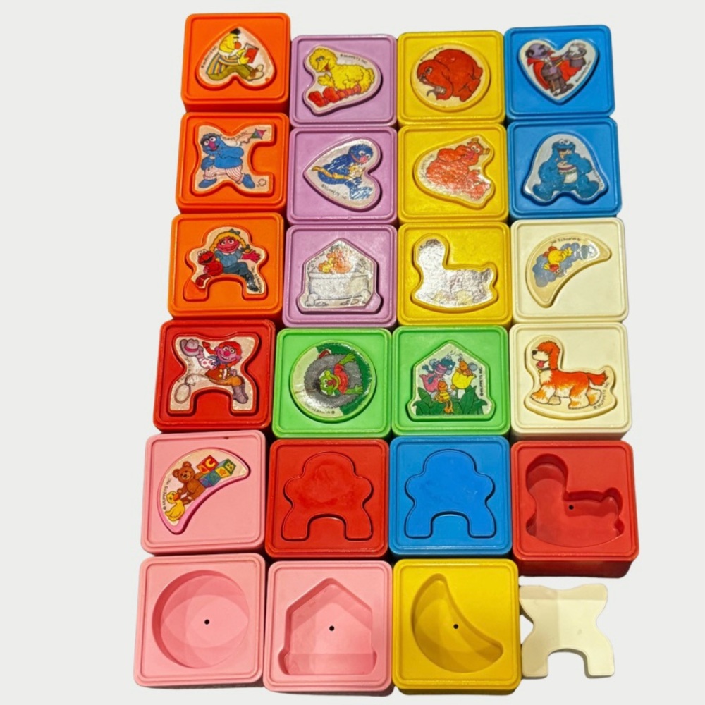 Sesame Street Match Up Blocks Vintage 1988